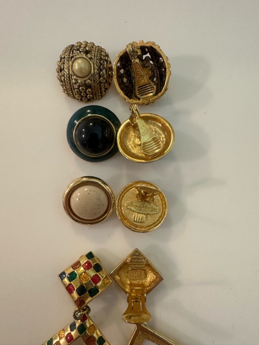 VTG Ginnie Johansen GJD 4-Pair Clip-On Earring Bundle - 80s/90s Glam - Picture 3 of 12